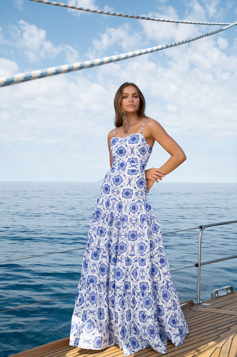 Dinner Dressy Resort Attire Fashion Low Cut Cute Summer Shift Dresses  Halter Maxi Dress Medallion Tiles