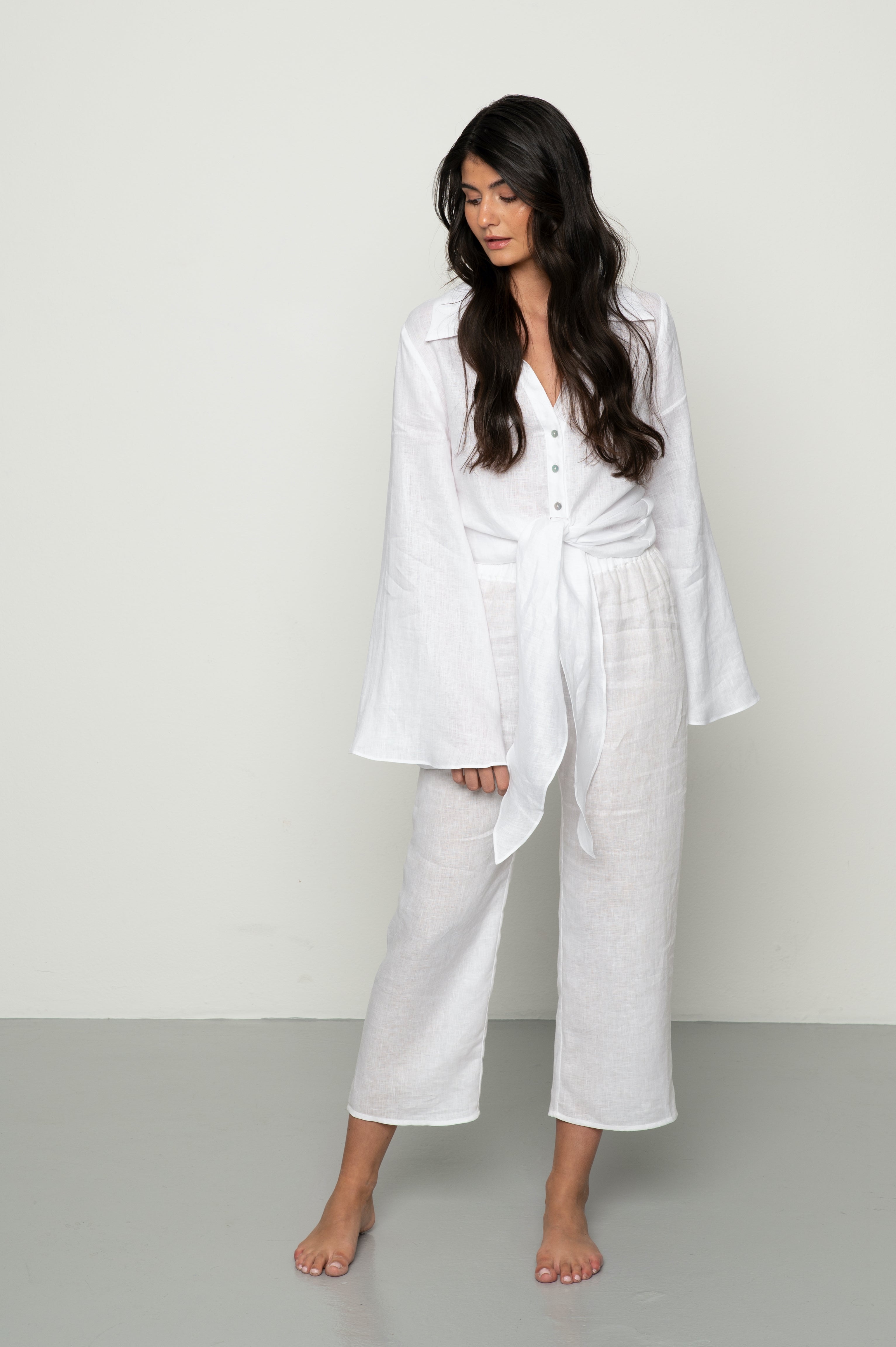 Mandibreeze Resort wear Linen set white linen shirt linen pants vitt linneset linnebyxor linne skjorta