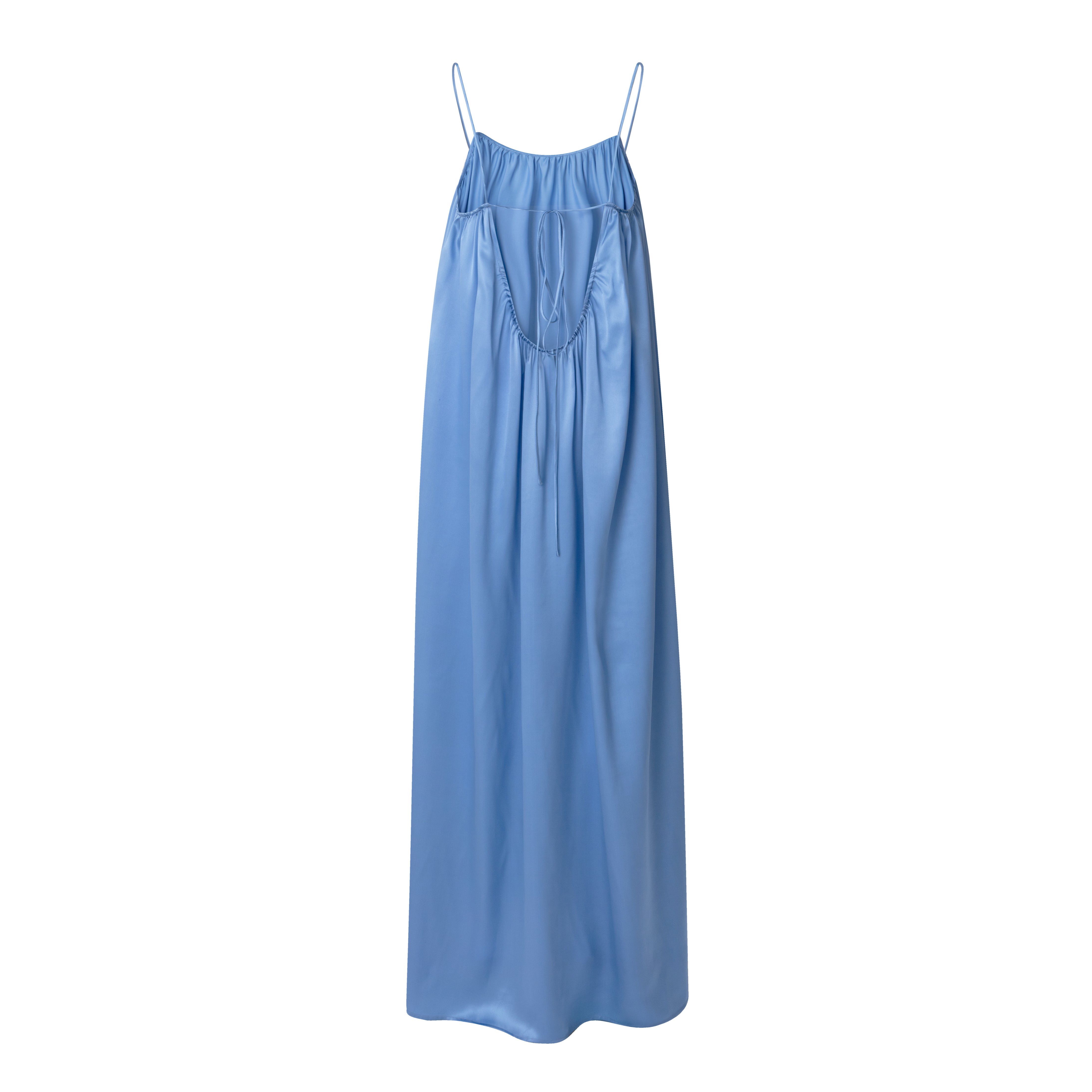 Mandibreeze resort wear blue 100% silk dress summer dress beachwear  blå silkes känning slipdress spaghettistrap sommarklänning