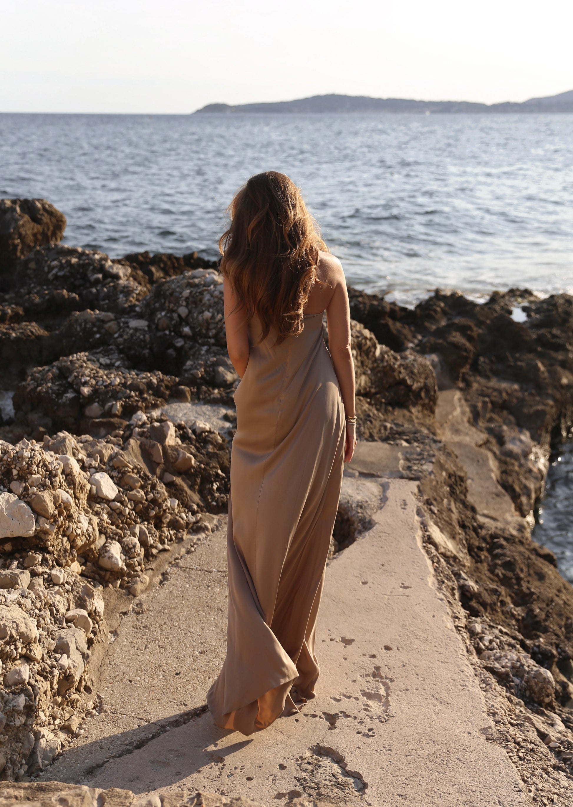 Lovisa strapless silk dress bronze