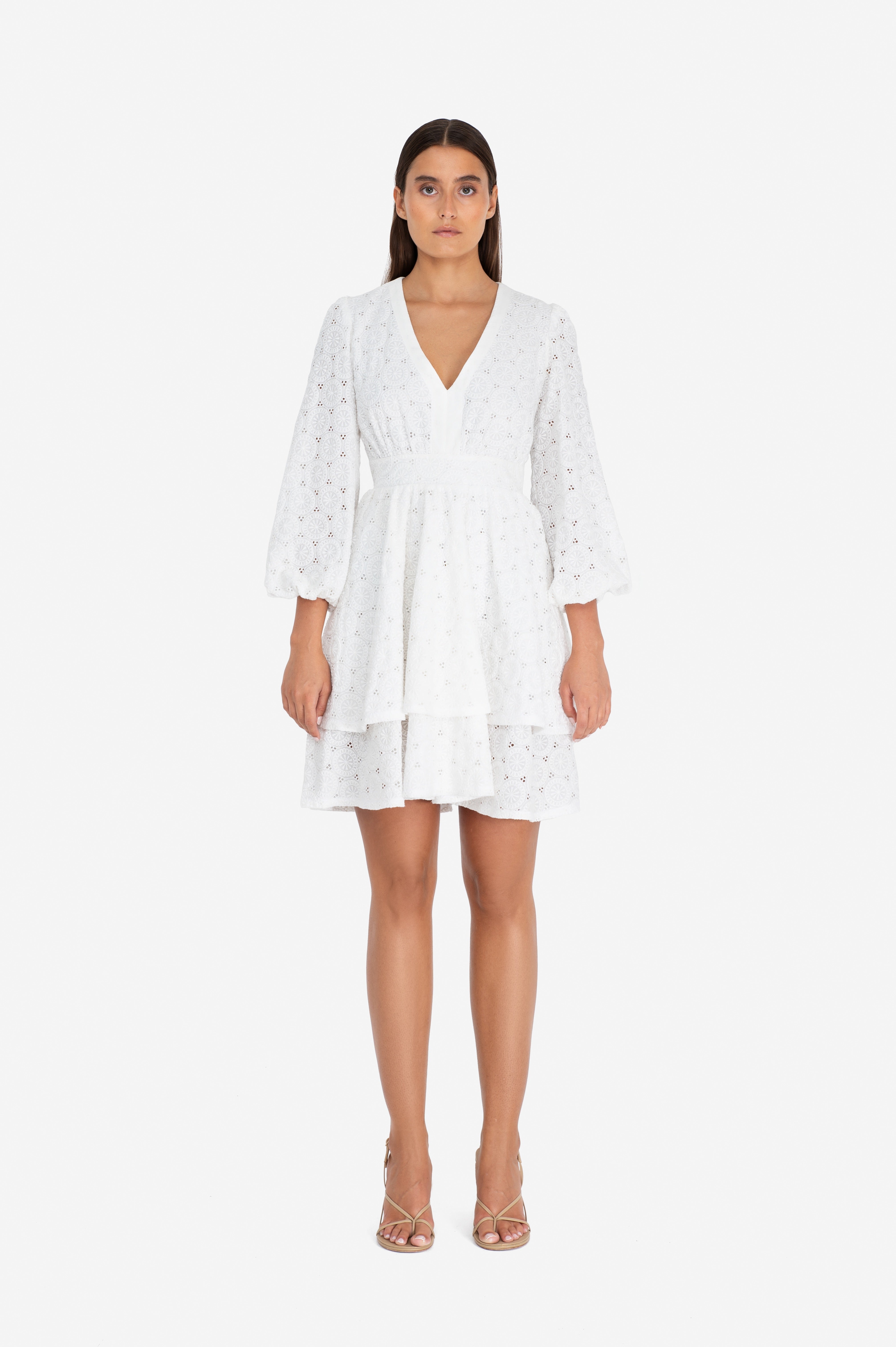 ◆GLOWNY◆ 34 G COMFORT DRESS WHITE GY24CLBOP003WH 3/4 G COMFORT DRESS (WHITE) - GLOWNY