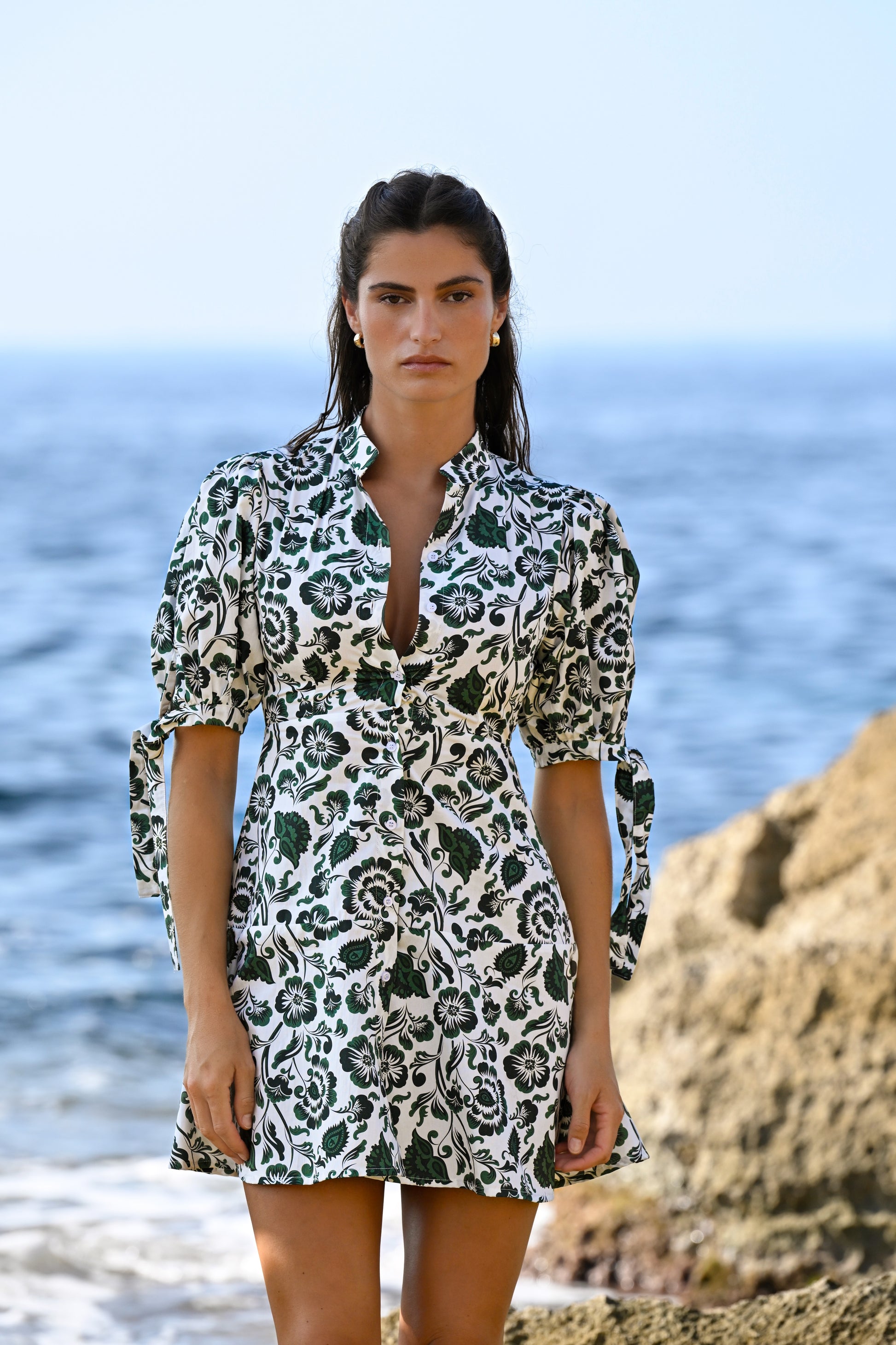 فستان هارمونيا بطبعة خضراء