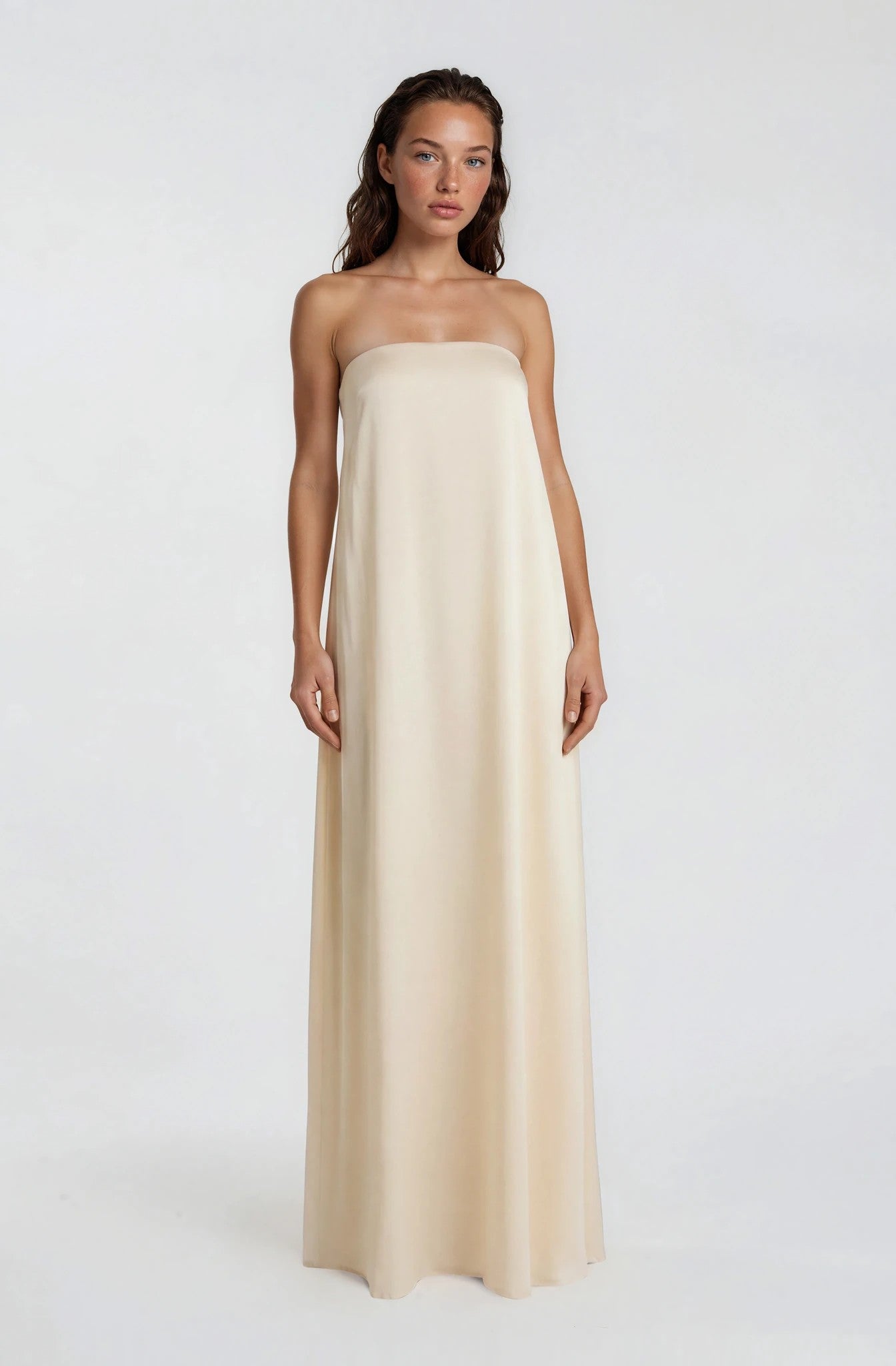 Lovisa strapless silk dress cream