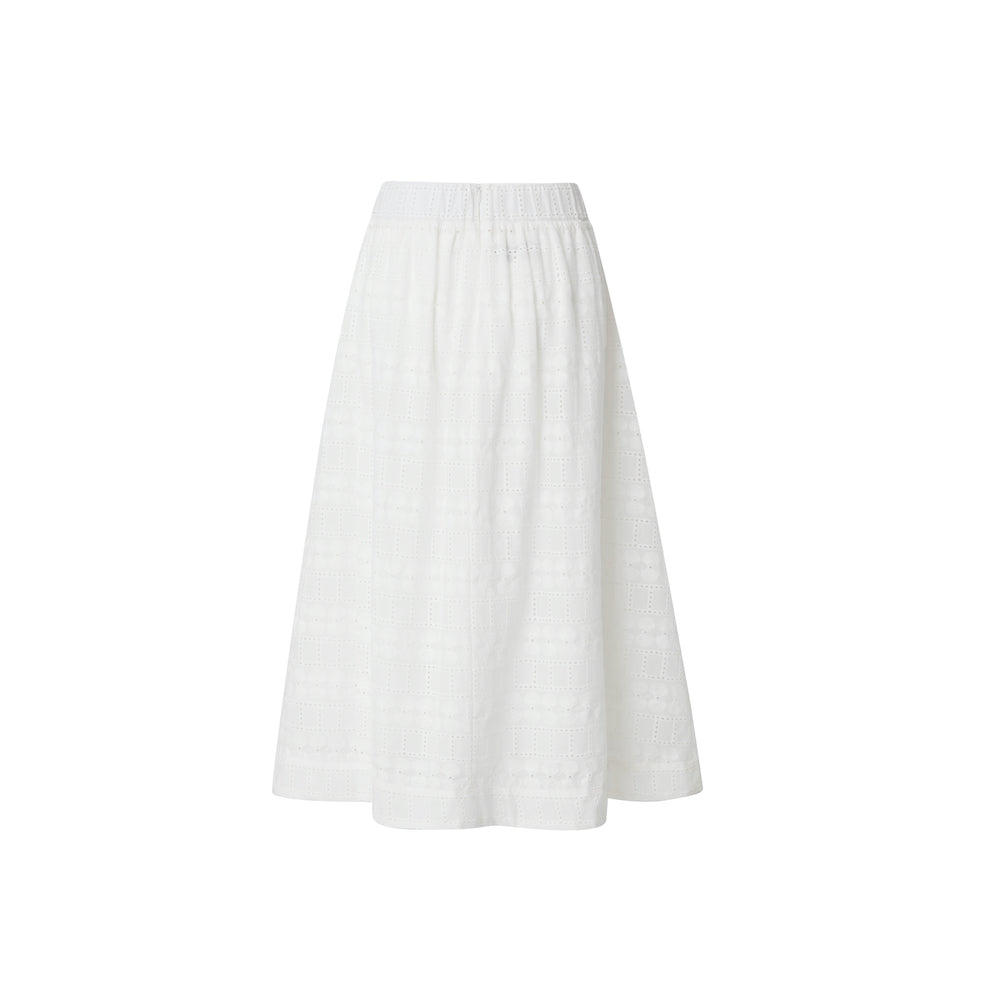Mandibreeze resort wear white skirt 100% cotton vit kjol 100% bomull midi skirt  summer skirt sommarkjol 