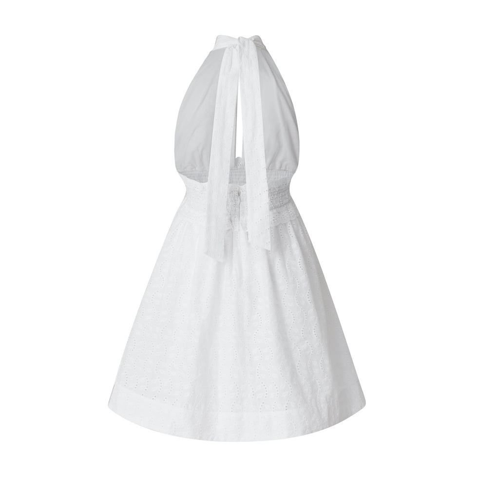 Mandibreeze Resort wear white dress 100% cotton summer dress halterneck vit sommarklänning kort vit klänning beach dress partydress partyklänning