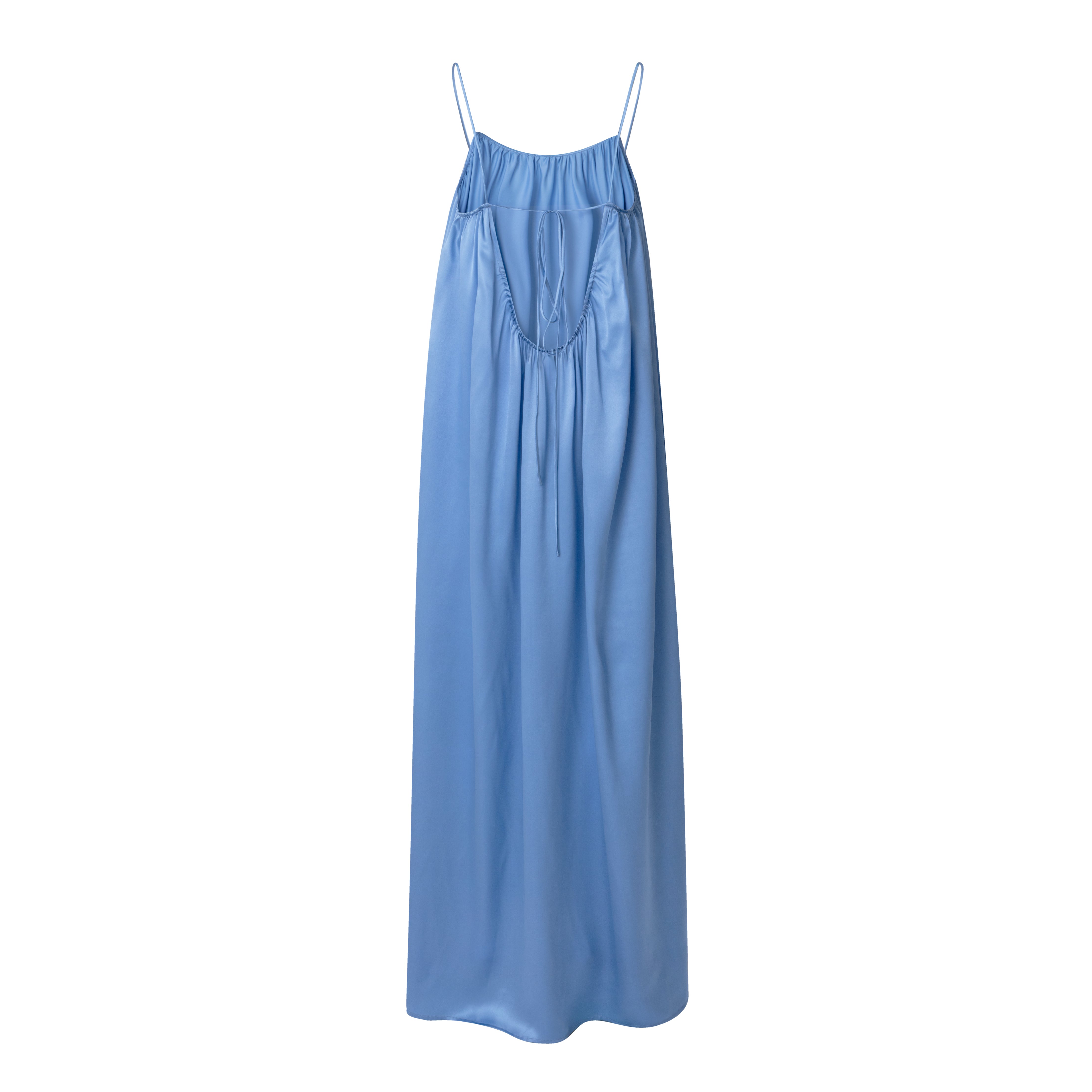 Mandibreeze resort wear blue 100% silk dress summer dress beachwear  blå silkes känning slipdress spaghettistrap sommarklänning 