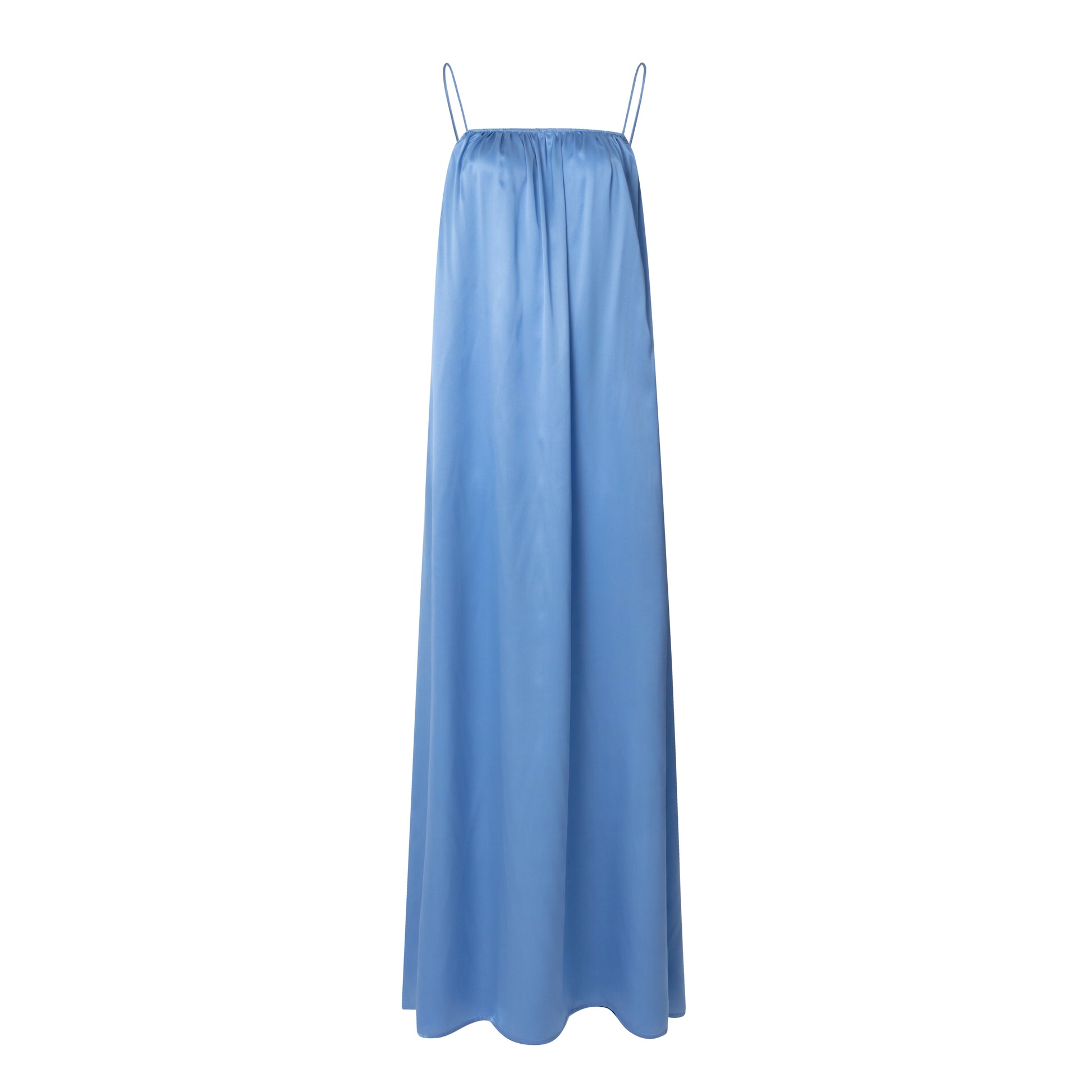 Mandibreeze resort wear blue 100% silk dress summer dress beachwear  blå silkes känning slipdress spaghettistrap sommarklänning 